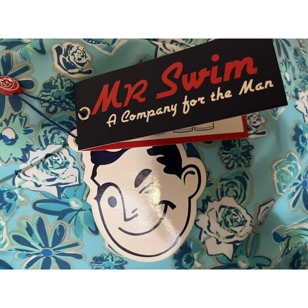 Mr Swim mens Blue Daisy Roses Swim Shorts Swim Trunks size Small 7.5
